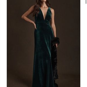 Jenny Yoo Logan emerald velvet size 4